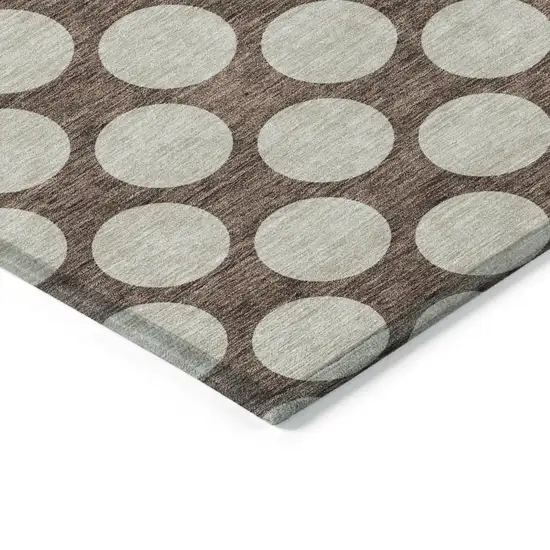 Brown And Beige Polka Dot Washable Indoor Outdoor Area Rug Photo 5