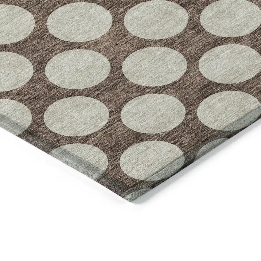 Brown And Beige Polka Dot Washable Indoor Outdoor Area Rug Photo 5