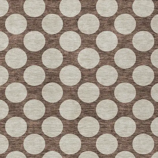 Brown And Beige Polka Dot Washable Indoor Outdoor Area Rug Photo 6