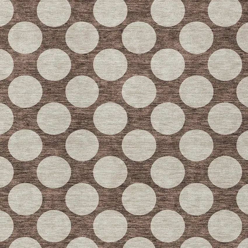 Brown And Beige Polka Dot Washable Indoor Outdoor Area Rug Photo 6
