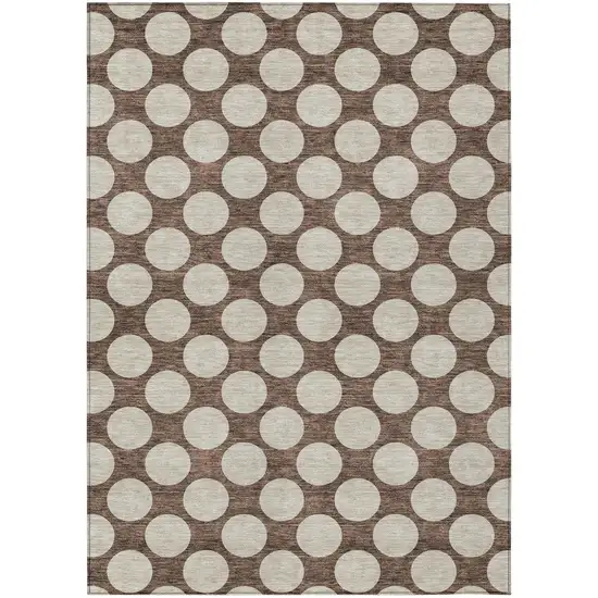 Brown And Beige Polka Dot Washable Indoor Outdoor Area Rug Photo 2