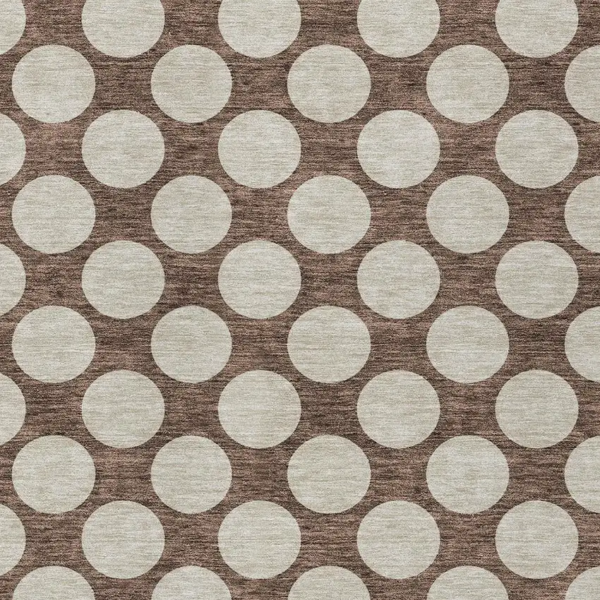 Brown And Beige Polka Dot Washable Indoor Outdoor Area Rug Photo 6