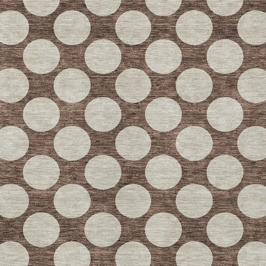 Brown And Beige Polka Dot Washable Indoor Outdoor Area Rug Photo 6