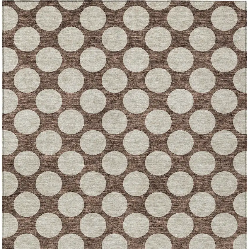 Brown And Beige Polka Dot Washable Indoor Outdoor Area Rug Photo 7