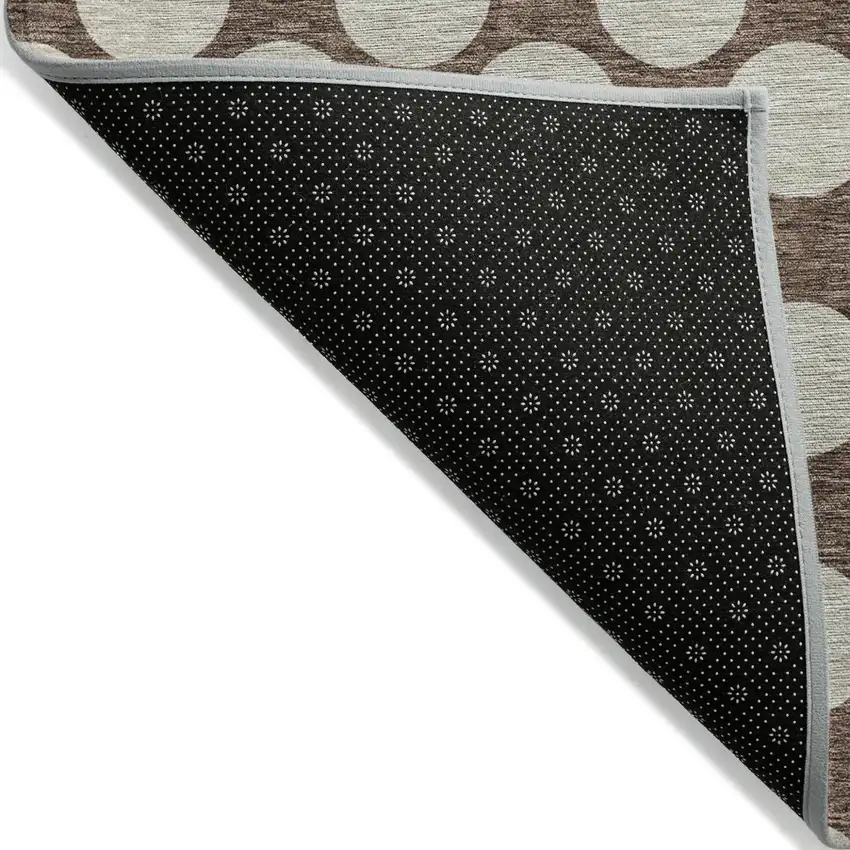 Brown And Beige Polka Dot Washable Indoor Outdoor Area Rug Photo 4
