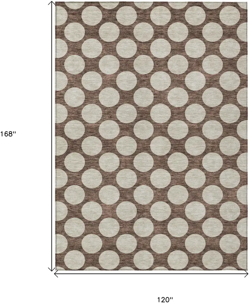Brown And Beige Polka Dot Washable Indoor Outdoor Area Rug Photo 3