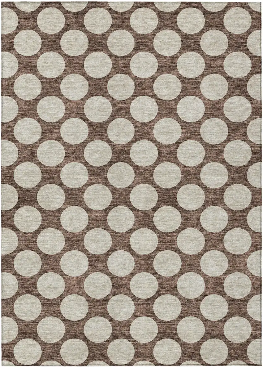Brown And Beige Polka Dot Washable Indoor Outdoor Area Rug Photo 2