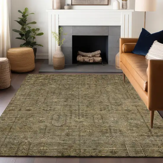 Brown And Beige Southwestern Washable Area Rug With UV Protection Photo 1