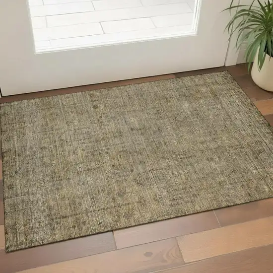 Brown And Beige Southwestern Washable Area Rug With UV Protection Photo 1