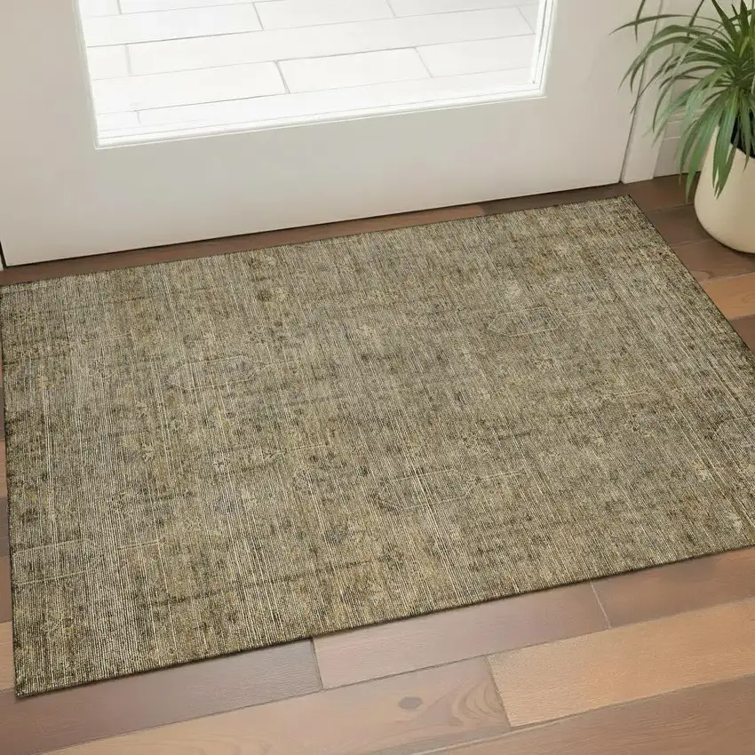 Brown And Beige Southwestern Washable Area Rug With UV Protection Photo 1