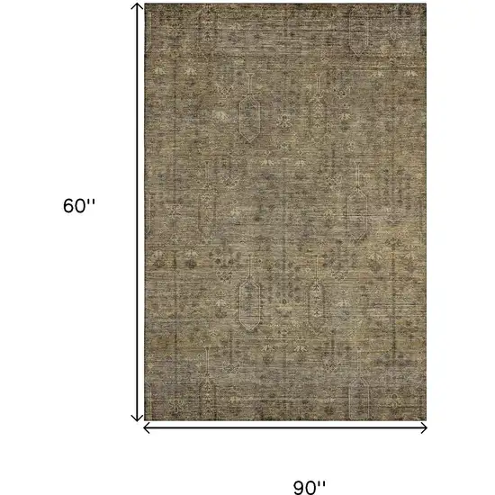 Brown And Beige Southwestern Washable Area Rug With UV Protection Photo 3