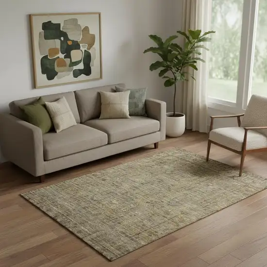 Brown And Beige Southwestern Washable Area Rug With UV Protection Photo 1