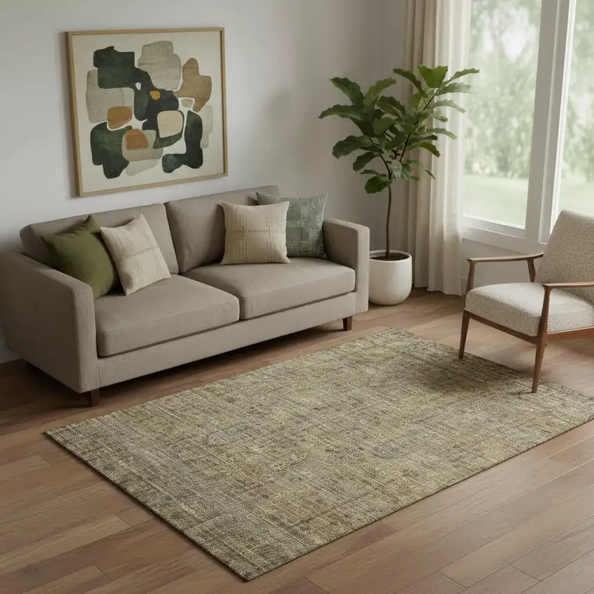 Brown And Beige Southwestern Washable Area Rug With UV Protection Photo 1