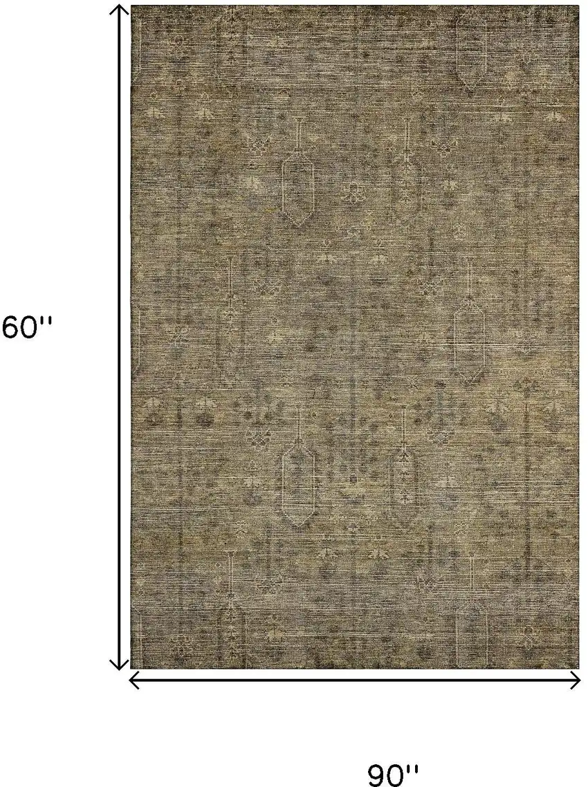 Brown And Beige Southwestern Washable Area Rug With UV Protection Photo 3