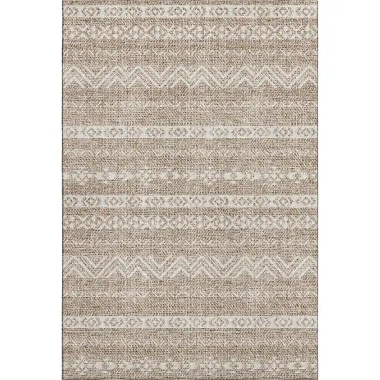 Brown And Beige Southwestern Washable Area Rug With UV Protection Photo 1