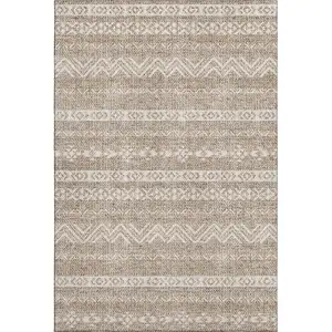 Photo of Brown And Beige Southwestern Washable Area Rug With UV Protection