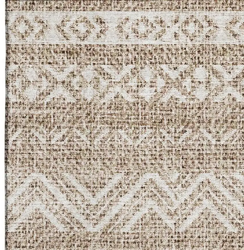 Brown And Beige Southwestern Washable Area Rug With UV Protection Photo 4