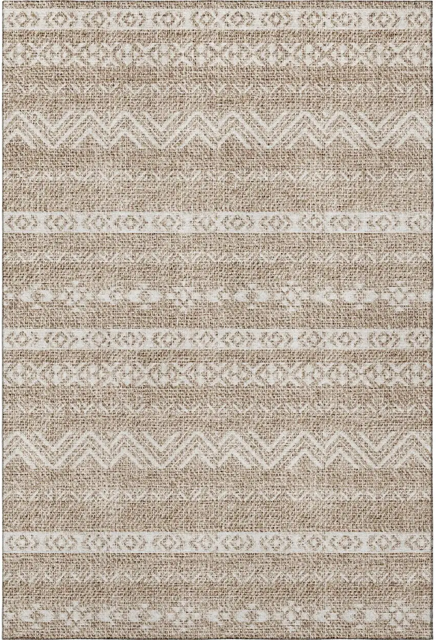 Brown And Beige Southwestern Washable Area Rug With UV Protection Photo 4