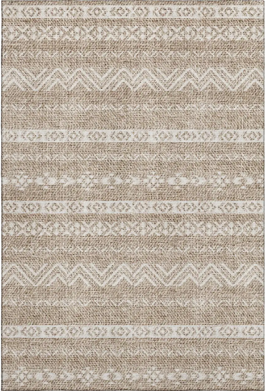 Brown And Beige Southwestern Washable Area Rug With UV Protection Photo 1