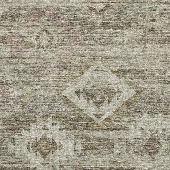 Brown And Beige Southwestern Washable Area Rug With UV Protection Photo 3