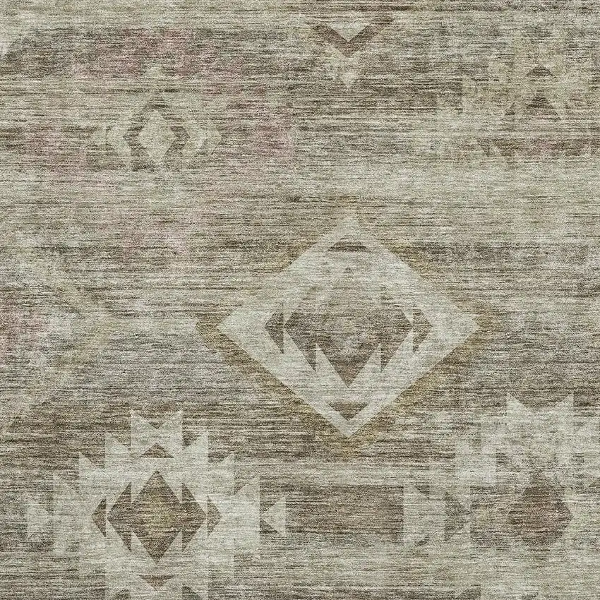 Brown And Beige Southwestern Washable Area Rug With UV Protection Photo 3