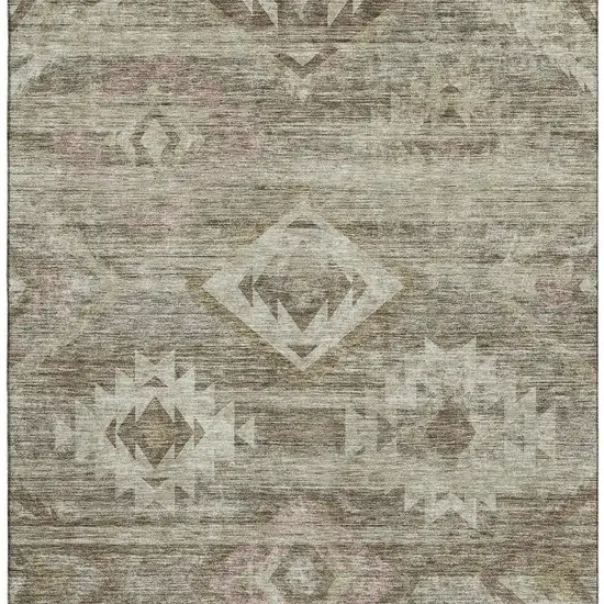 Brown And Beige Southwestern Washable Area Rug With UV Protection Photo 4