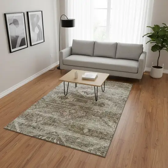 Brown And Beige Southwestern Washable Area Rug With UV Protection Photo 2