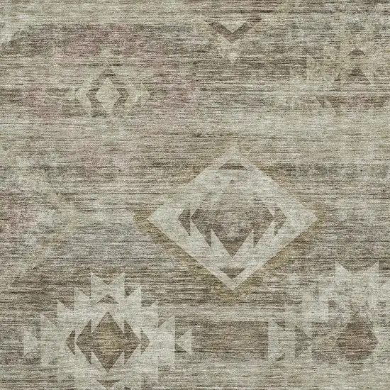Brown And Beige Southwestern Washable Area Rug With UV Protection Photo 3