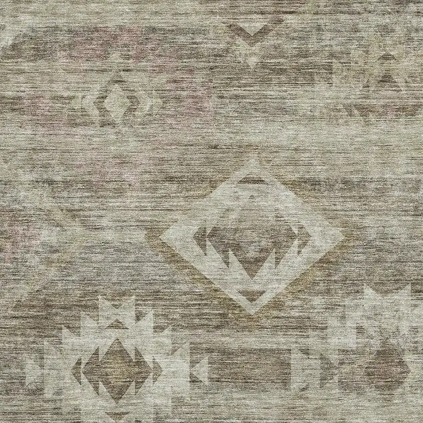 Brown And Beige Southwestern Washable Area Rug With UV Protection Photo 3