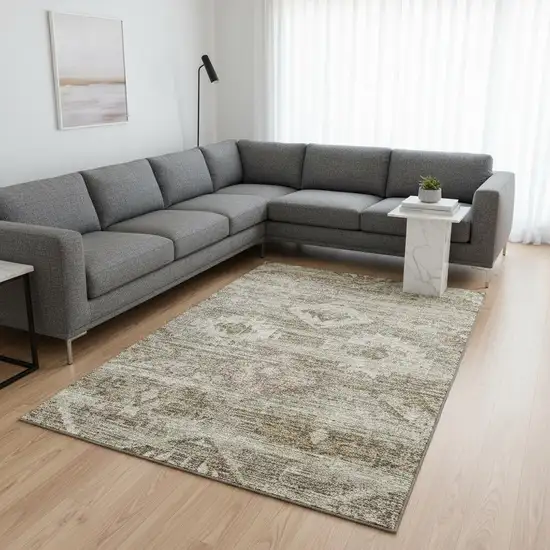 Brown And Beige Southwestern Washable Area Rug With UV Protection Photo 2