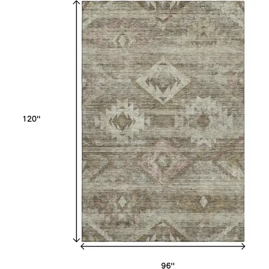 Brown And Beige Southwestern Washable Area Rug With UV Protection Photo 3