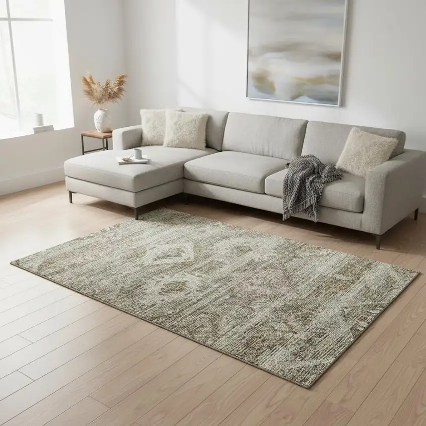 Brown And Beige Southwestern Washable Area Rug With UV Protection Photo 2