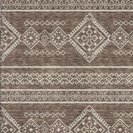 Brown And Beige Southwestern Washable Area Rug With UV Protection Photo 3
