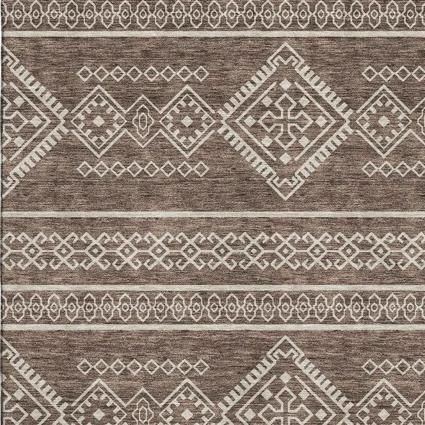 Brown And Beige Southwestern Washable Area Rug With UV Protection Photo 3