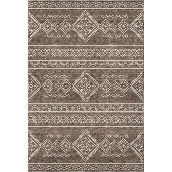 Brown And Beige Southwestern Washable Area Rug With UV Protection Photo 4