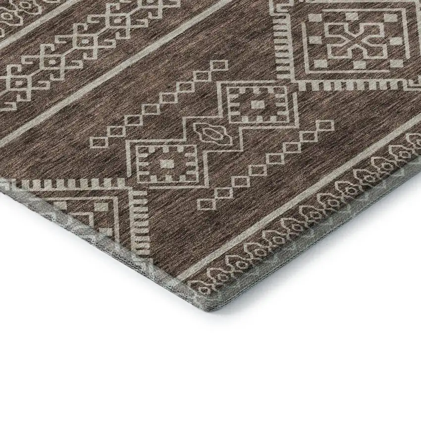 Brown And Beige Southwestern Washable Area Rug With UV Protection Photo 8