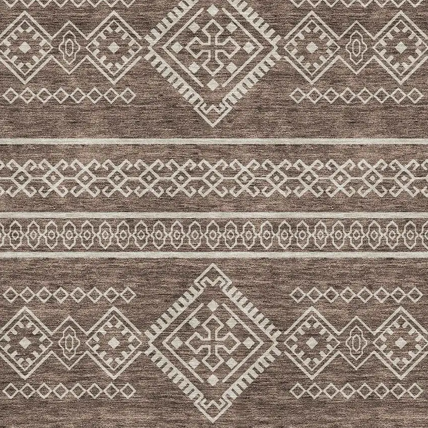 Brown And Beige Southwestern Washable Area Rug With UV Protection Photo 3