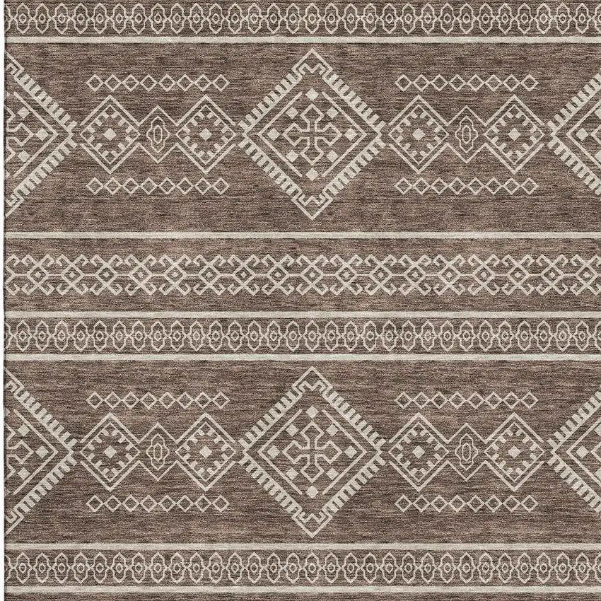 Brown And Beige Southwestern Washable Area Rug With UV Protection Photo 3