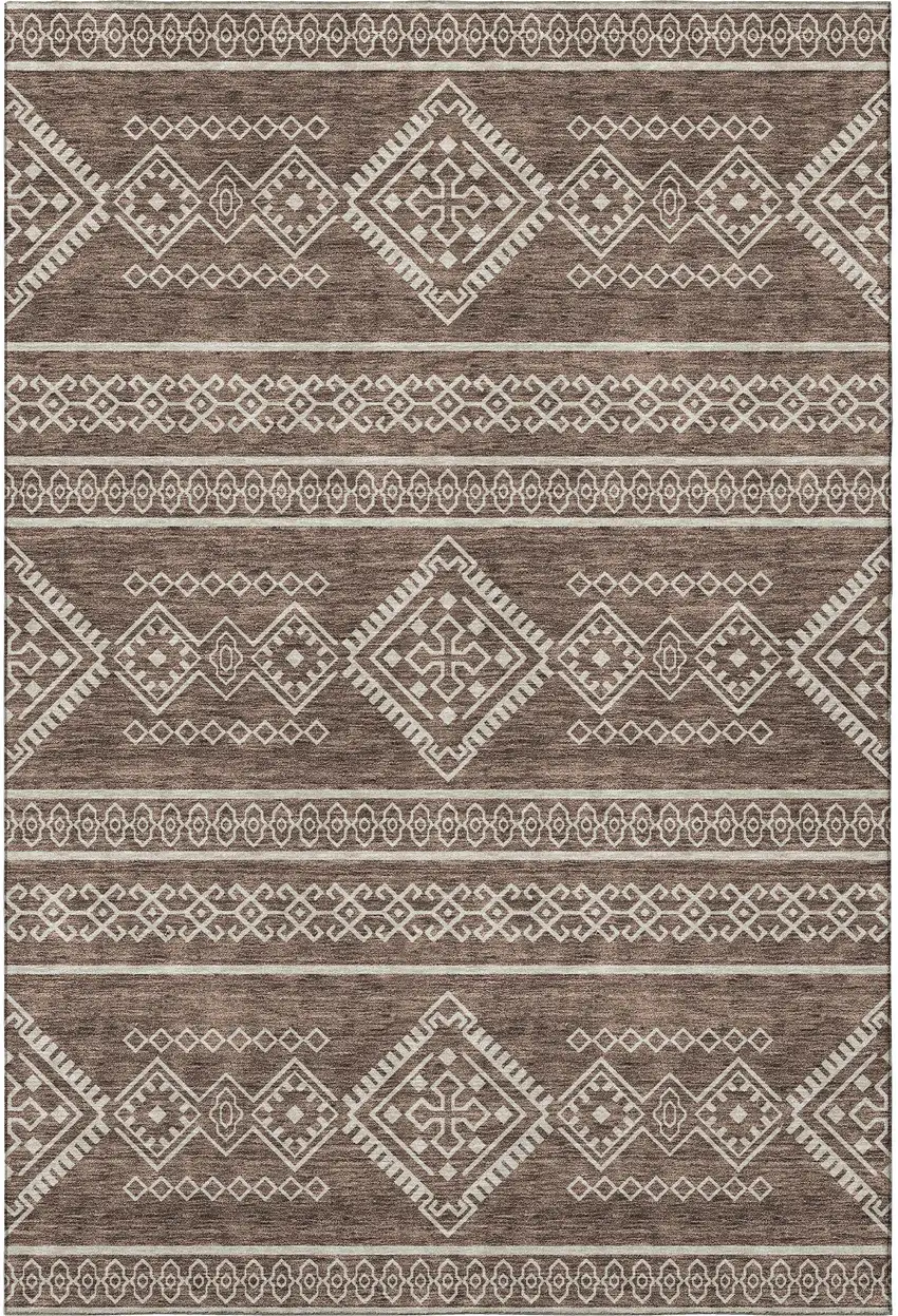 Brown And Beige Southwestern Washable Area Rug With UV Protection Photo 4