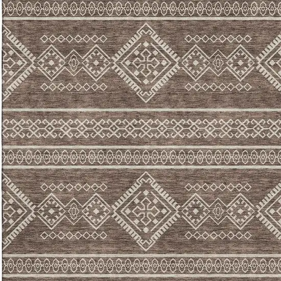 Brown And Beige Southwestern Washable Area Rug With UV Protection Photo 3