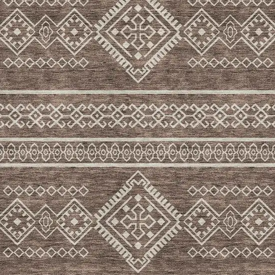 Brown And Beige Southwestern Washable Area Rug With UV Protection Photo 3