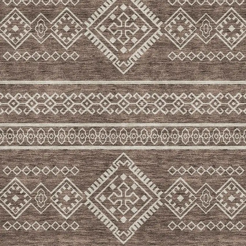 Brown And Beige Southwestern Washable Area Rug With UV Protection Photo 3