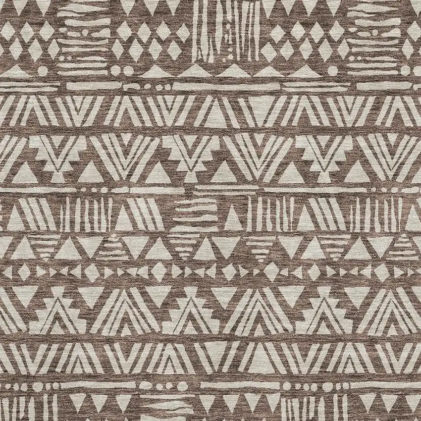 Brown And Beige Southwestern Washable Area Rug With UV Protection Photo 3