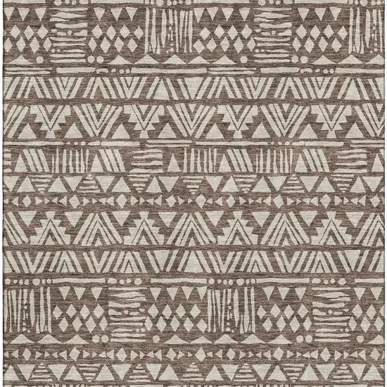 Brown And Beige Southwestern Washable Area Rug With UV Protection Photo 3