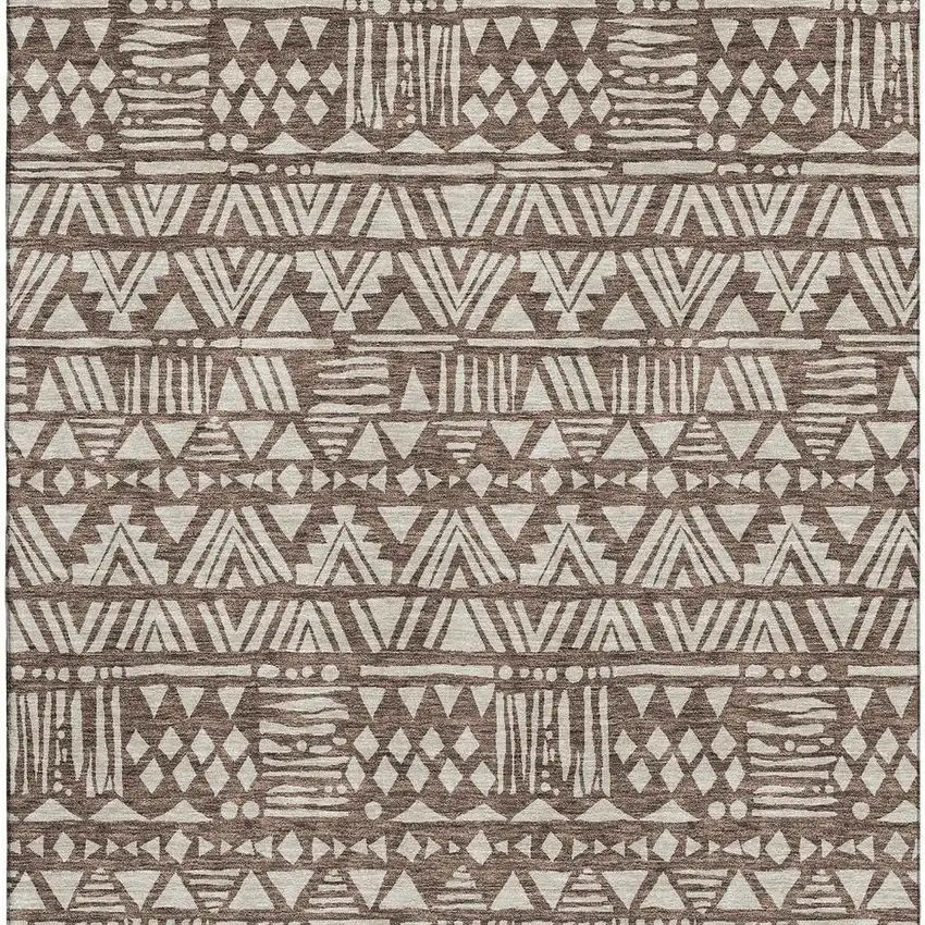 Brown And Beige Southwestern Washable Area Rug With UV Protection Photo 3