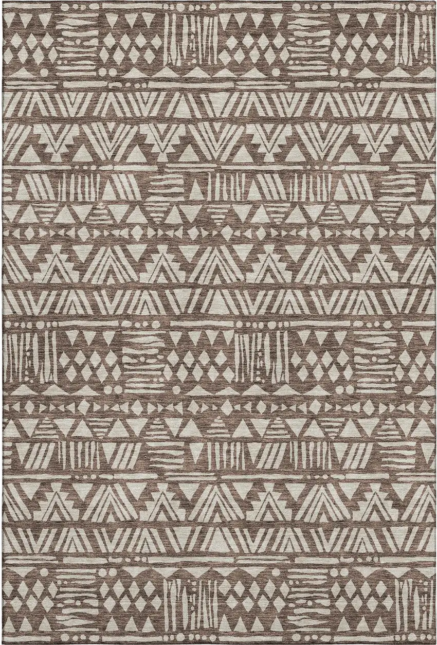 Brown And Beige Southwestern Washable Area Rug With UV Protection Photo 1