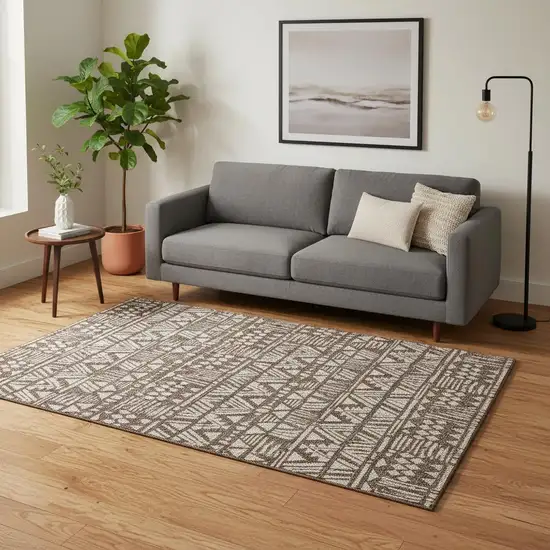 Brown And Beige Southwestern Washable Area Rug With UV Protection Photo 2