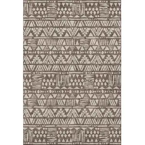 Photo of Brown And Beige Southwestern Washable Area Rug With UV Protection