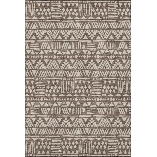 Brown And Beige Southwestern Washable Area Rug With UV Protection Photo 4