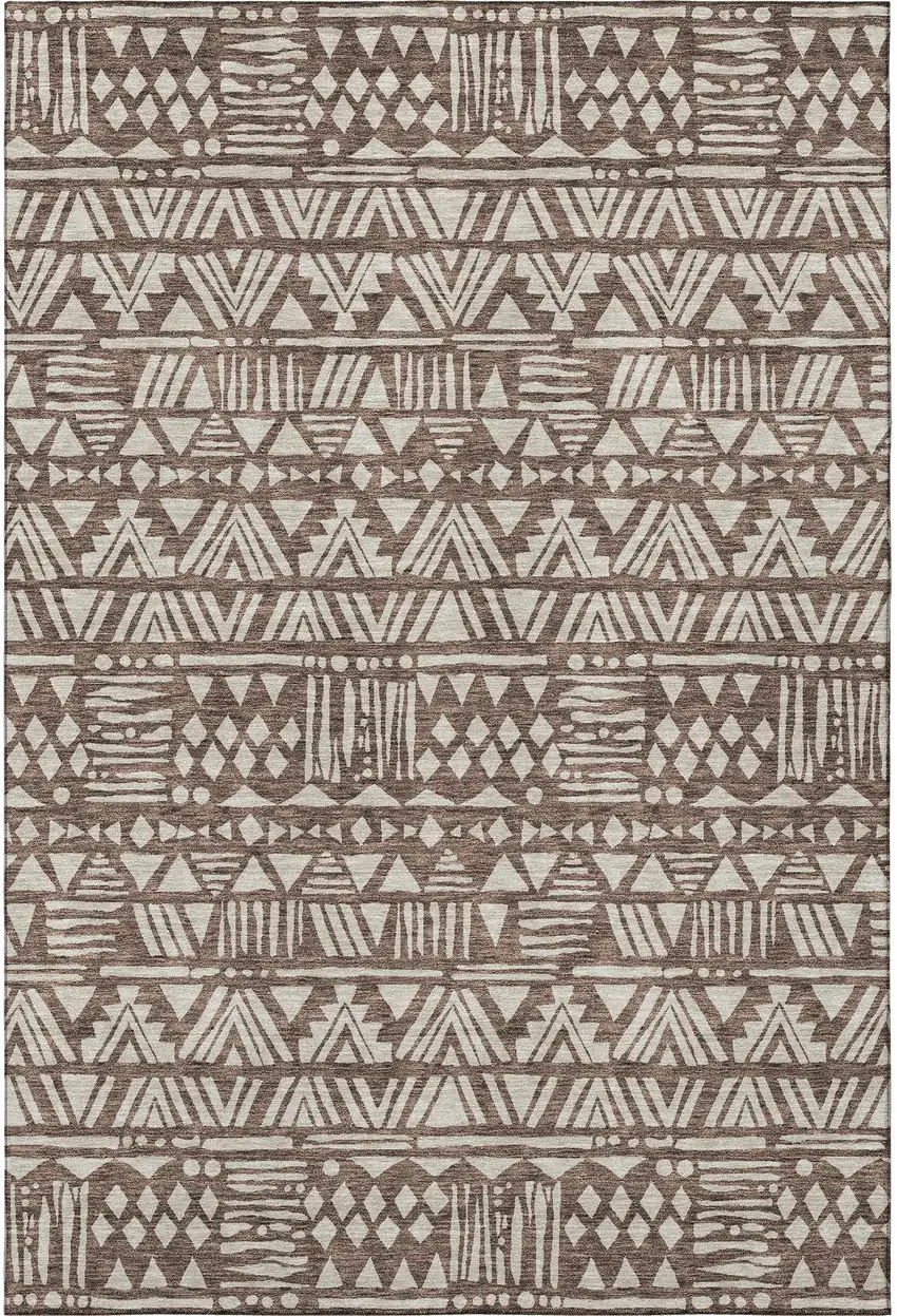 Brown And Beige Southwestern Washable Area Rug With UV Protection Photo 4